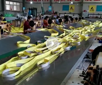  吊裝帶生產車間批量生產黃色扁平吊裝帶視頻
